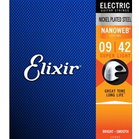 Elixir 12002 Nanoweb Electric Guitar Strings, Super Light .009-.042"