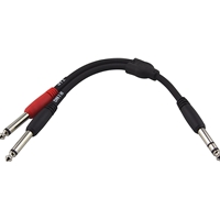 Pig Hog Solutions PY-S214M 6" Y Cable, Stereo 1/4"(M)-Dual Mono