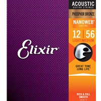 Elixir 16077 Nanoweb Phosphor Bronze Acoustic Guitar Strings, HD Light-Medium