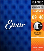 Elixir Nanoweb Coating Electric Guitar Strings, Custom Light (.009-.046)