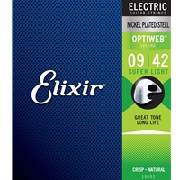 Elixir 19002 Electric Guitar Strings with OPTIWEB Coating, Super Light, 9-42