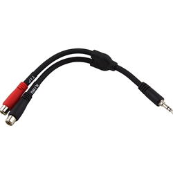 Pig Hog PY-S352R Solutions Y Cable, Stereo 3.5mm(M)-Dual, 6 Inch