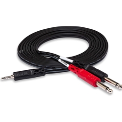 Hosa CMP-159 3.5 mm TRS to Dual 1/4" TS Stereo Breakout Cable, 10'