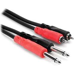 Hosa CPR-203 Dual 1/4" TS to Dual RCA Stereo Interconnect Cable, 10'