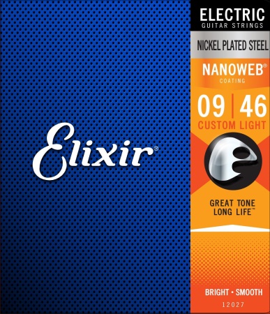 Elixir Nanoweb Coating Electric Guitar Strings, Custom Light (.009-.046)